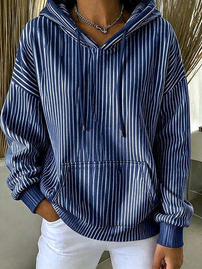 Women'S Casual Striped Hooded Printed Sportswear