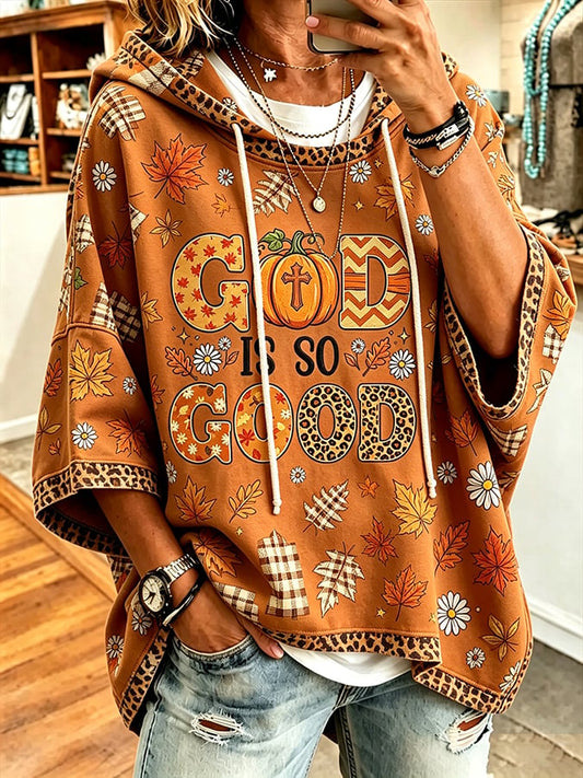 Women's God Is So Good Print Hooded Sweatshirt