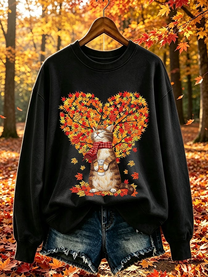 Women's Casual Printed Long-Sleeve Sweatshirt