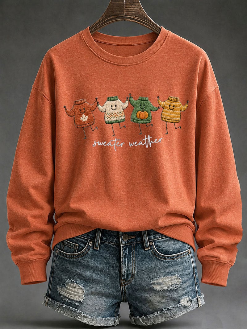 Women Fall Casual Print Sweatshirt