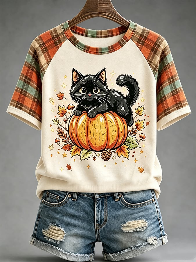 Women's Autumn Pumpkin Print T-Shirt