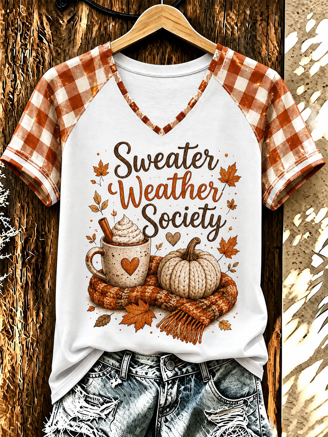 Women Fall Funny Casual Print T-Shirt