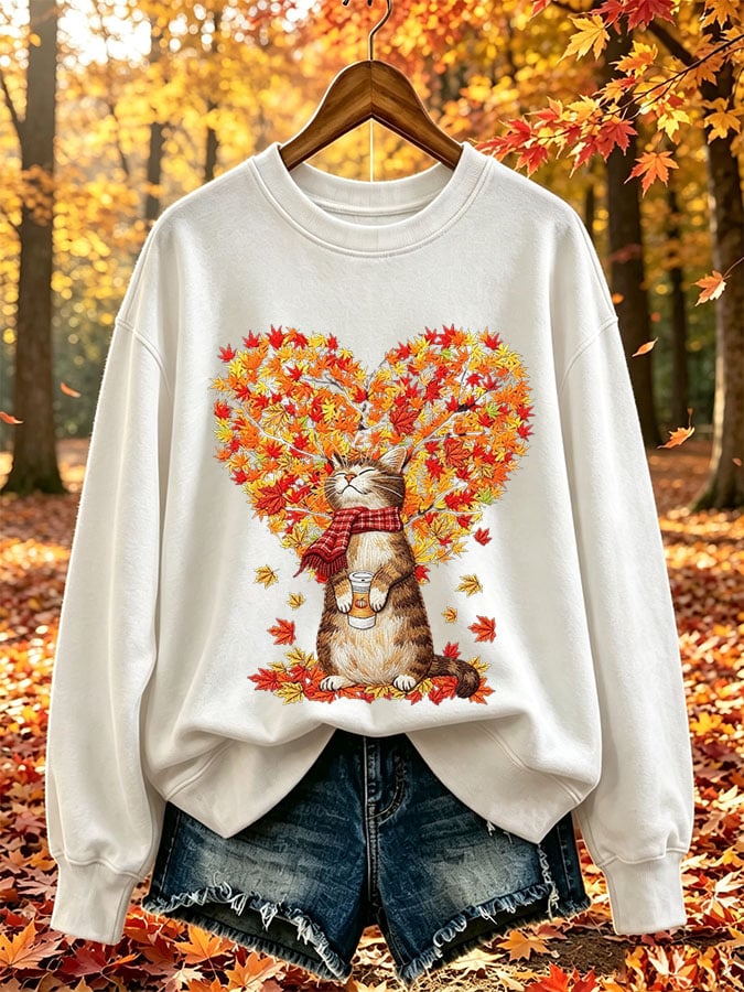 Women's Casual Printed Long-Sleeve Sweatshirt