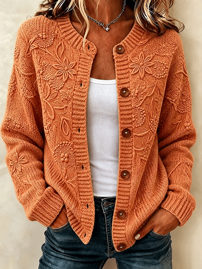 Women'S Casual Maple Leaf Knit Cardigan
