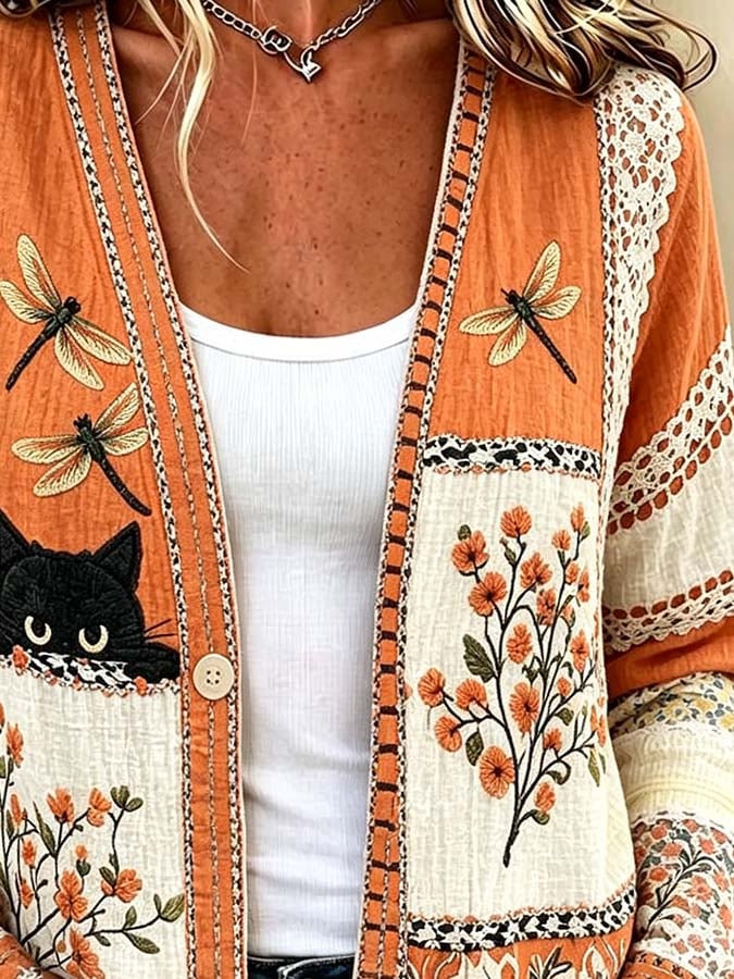 Women'S Casual Printed Cardigan