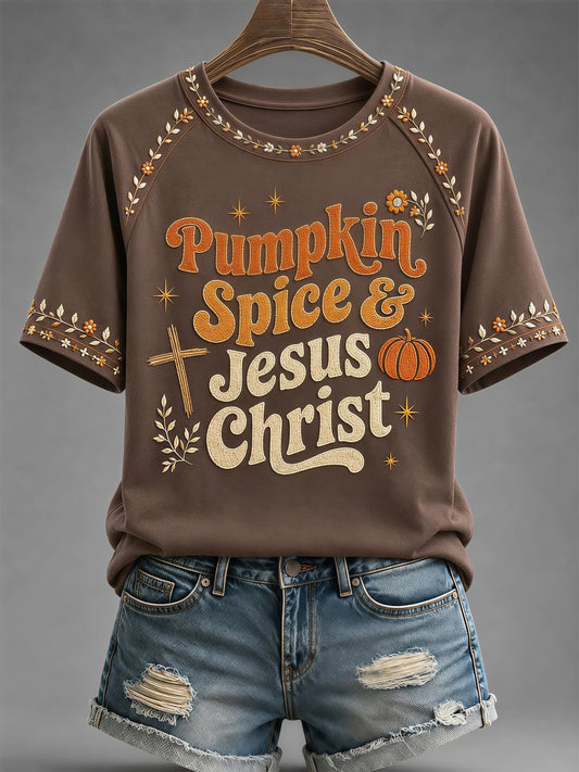 Women's Fall Casual Faith Graphic Print T-Shirt