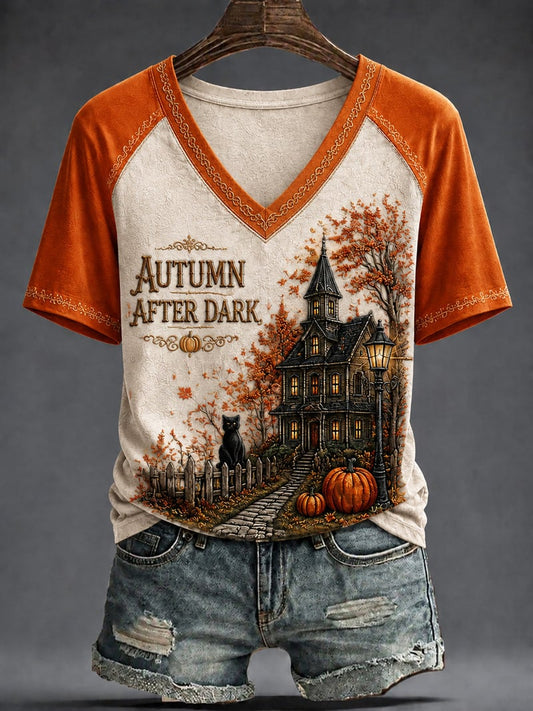 Women's Fall Funny Casual Graphic Print T-Shirt
