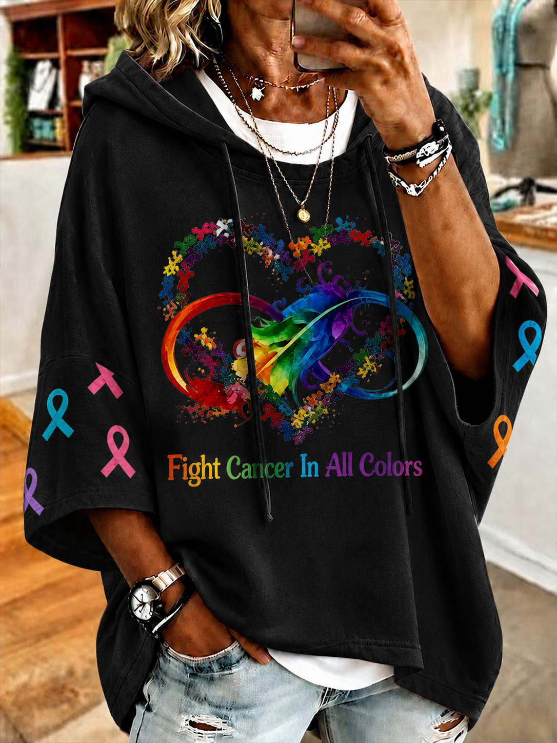 Women'S Casual Loose Hooded Sweatshirt