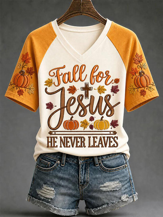 Women's Fall Casual Faith Graphic Print T-Shirt
