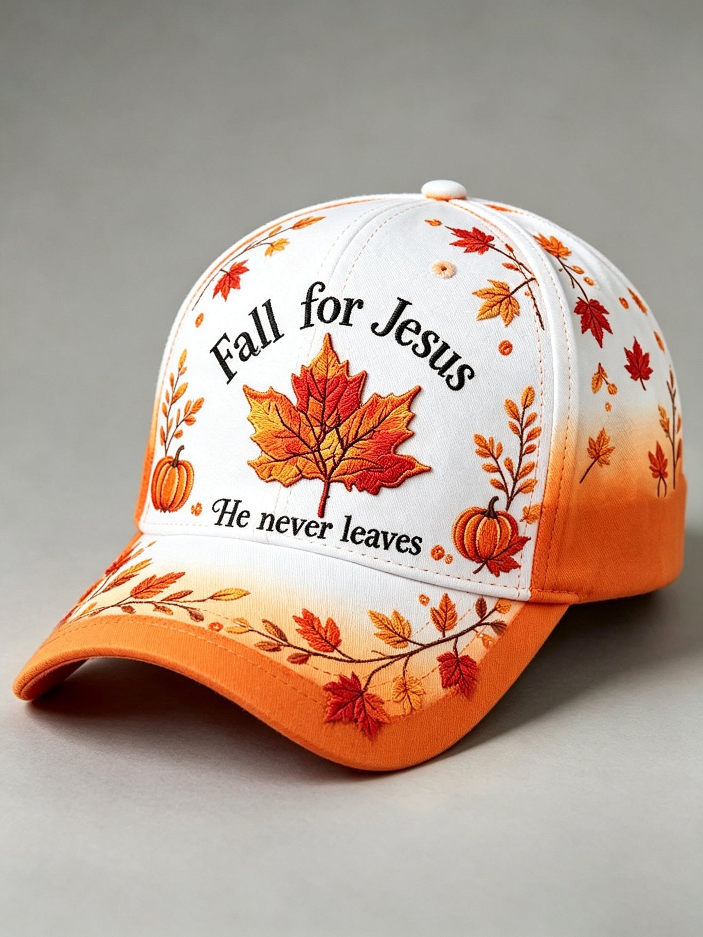 Unisex Retro Fall For Jesus He Never Leaves Print Hat