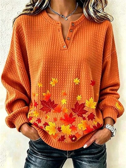 Women'S Casual Pumpkin Print Autumn Top