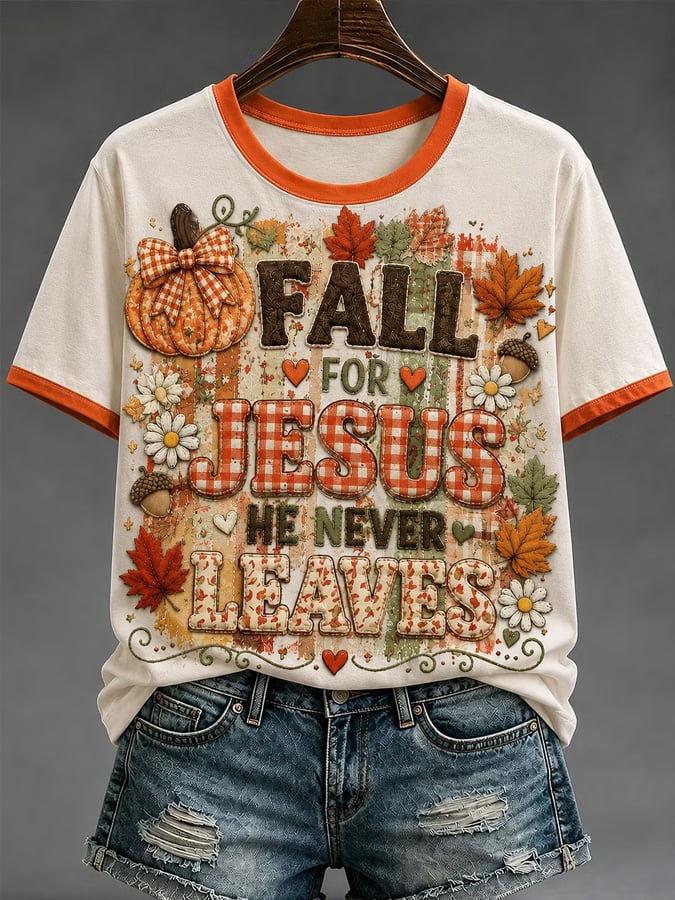 Women's Autumn Pumpkin Print T-Shirt