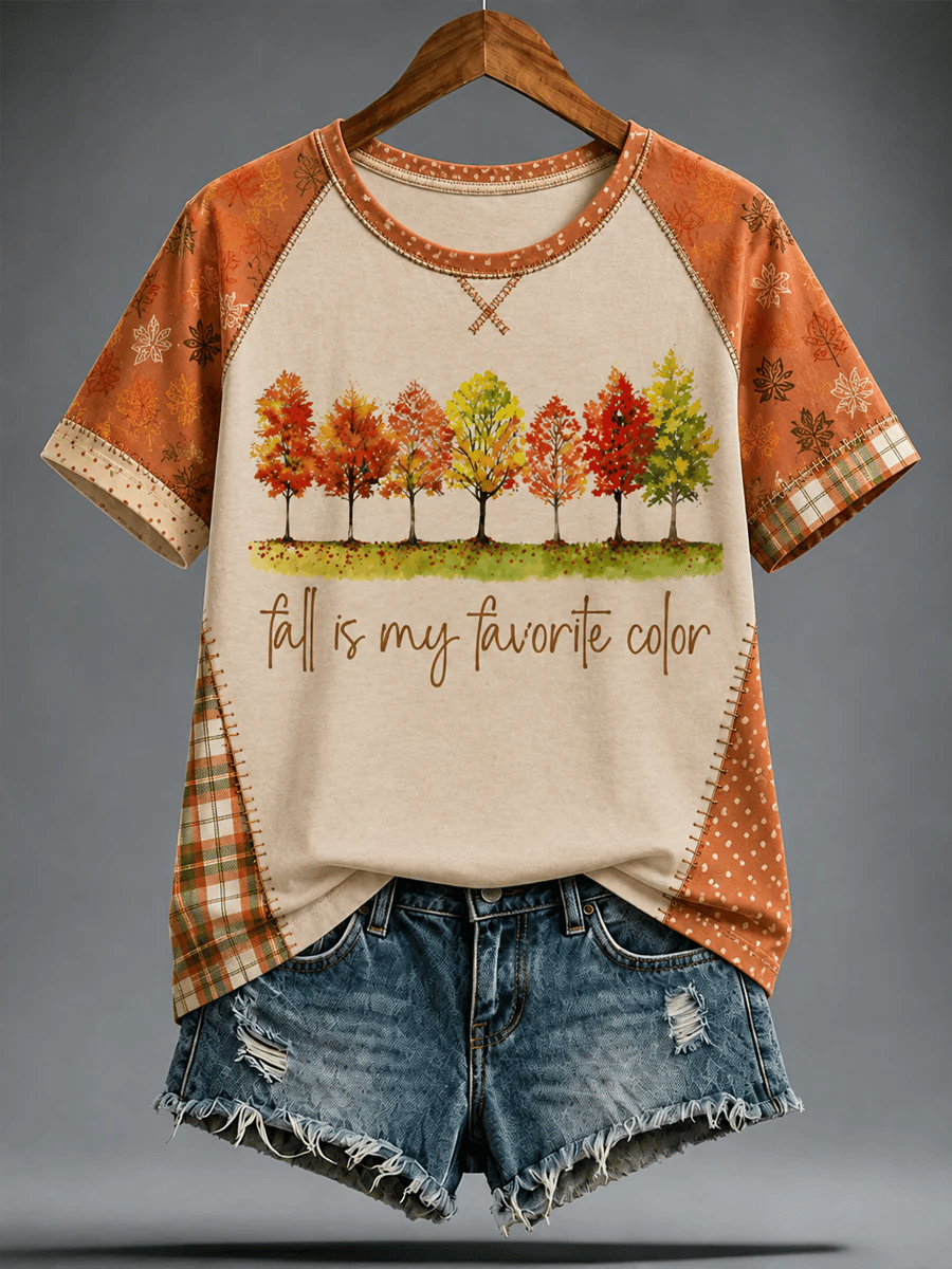 Women's Fall Is My Favorite Color round neck short sleeve T-shirt