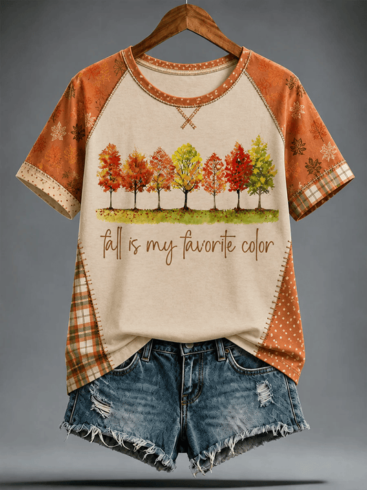 Women's Fall Is My Favorite Color round neck short sleeve T-shirt
