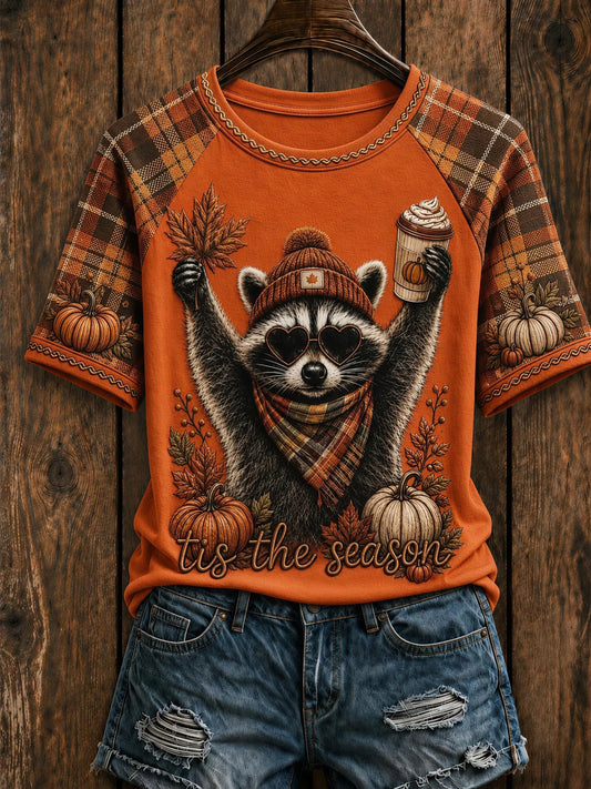 Women Fall Funny Animal Print T-Shirt