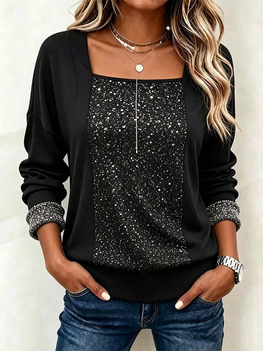 Women'S Shimmer Print Faux-Layered Top