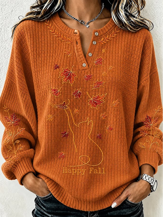 Women's Autumn  Fall Cat Printed Hoodie