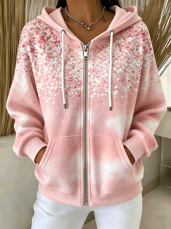 Women'S Gradient Zipper Hooded Sweatshirt
