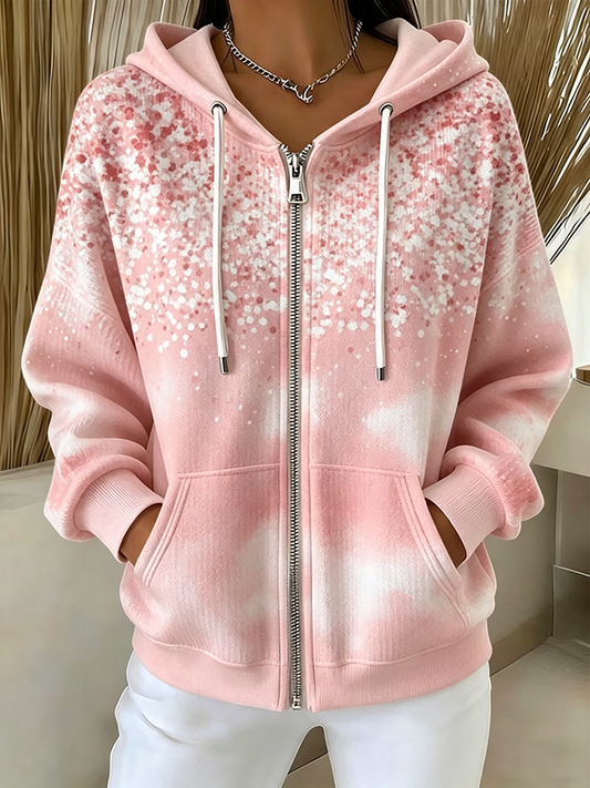 Women'S Gradient Zipper Hooded Sweatshirt
