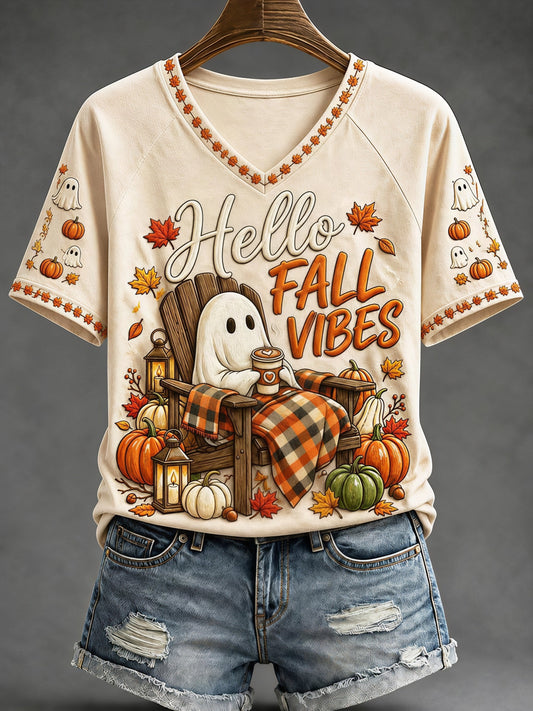 Women's Fall Funny Casual Graphic Print T-Shirt