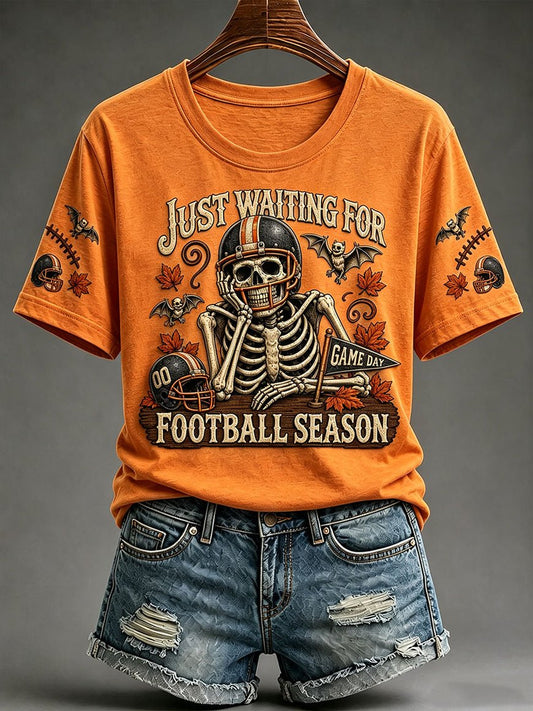 Women's Cute Football Ghost Print T-Shirt