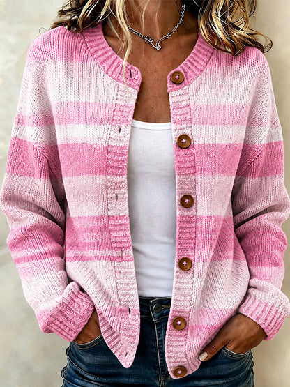 Women'S Striped Art Knitted Cardigan Top