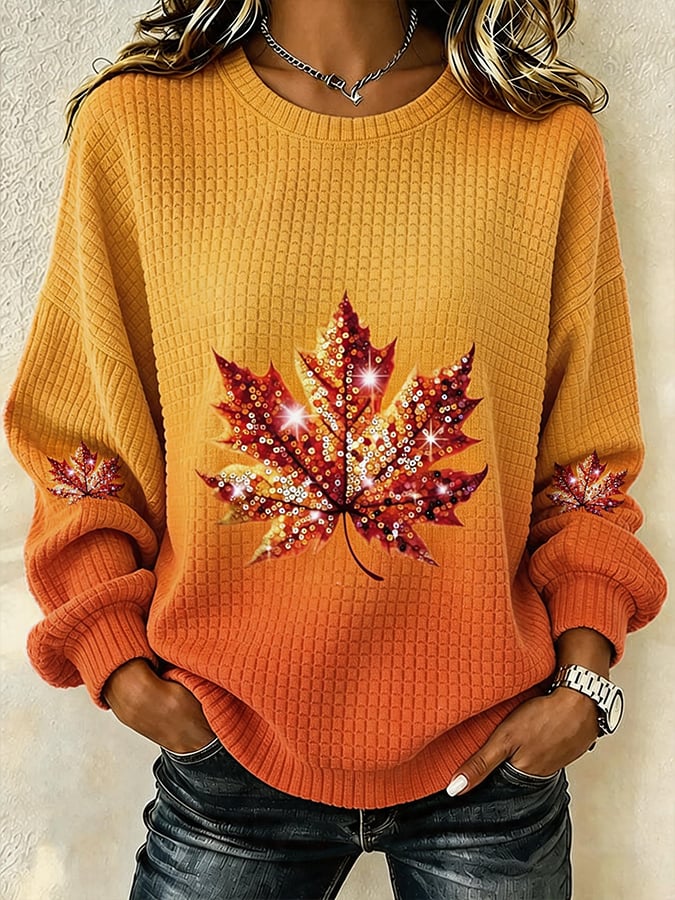 Women's Casual Autumn Printed Pullover Sweatshirt