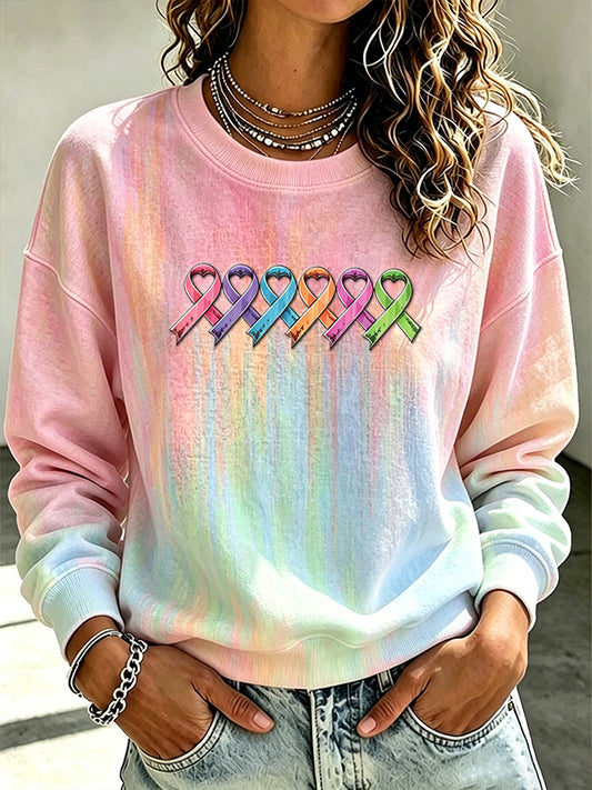 Women'S Cancer Promotion Month Round Neck Top