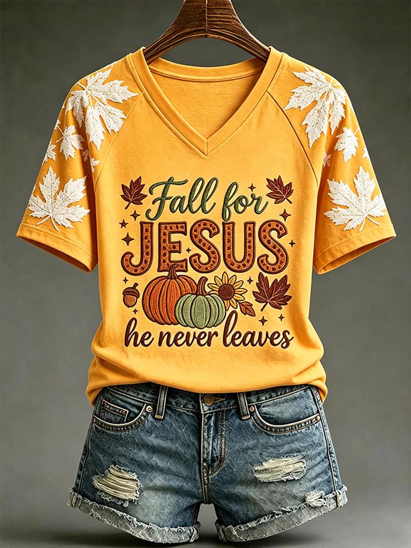 Women's Fall Casual Faith Graphic Print T-Shirt