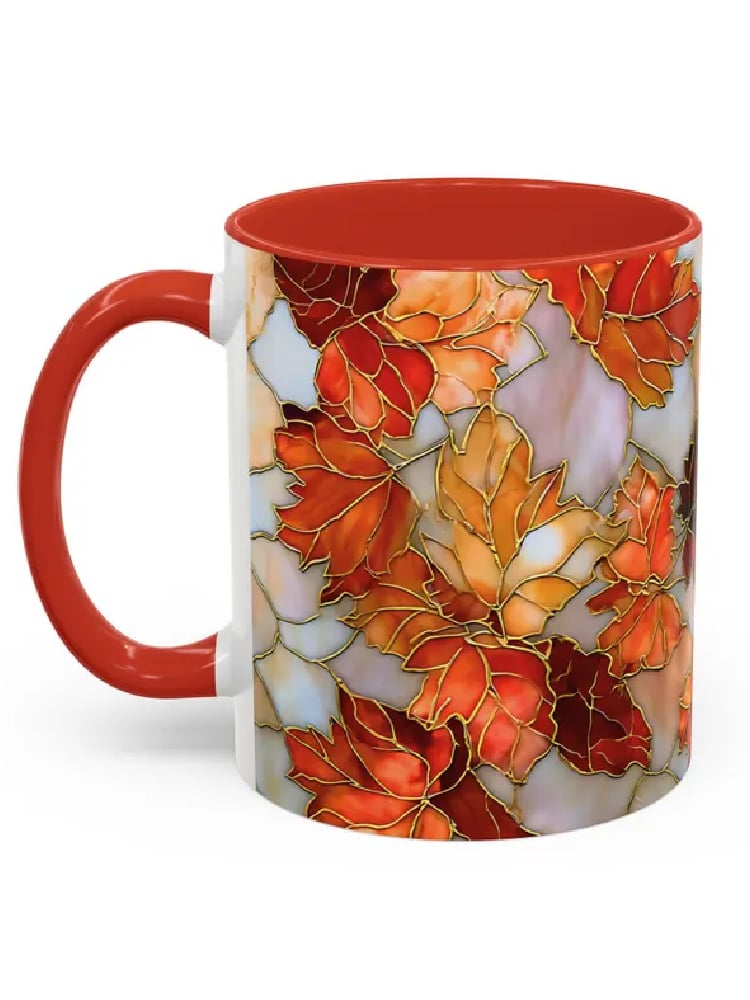 Autumn-themed printed ceramic mug