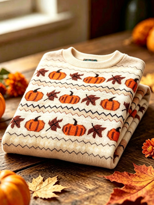 Women's Casual Autumn Round Neck Knit Sweatshirt