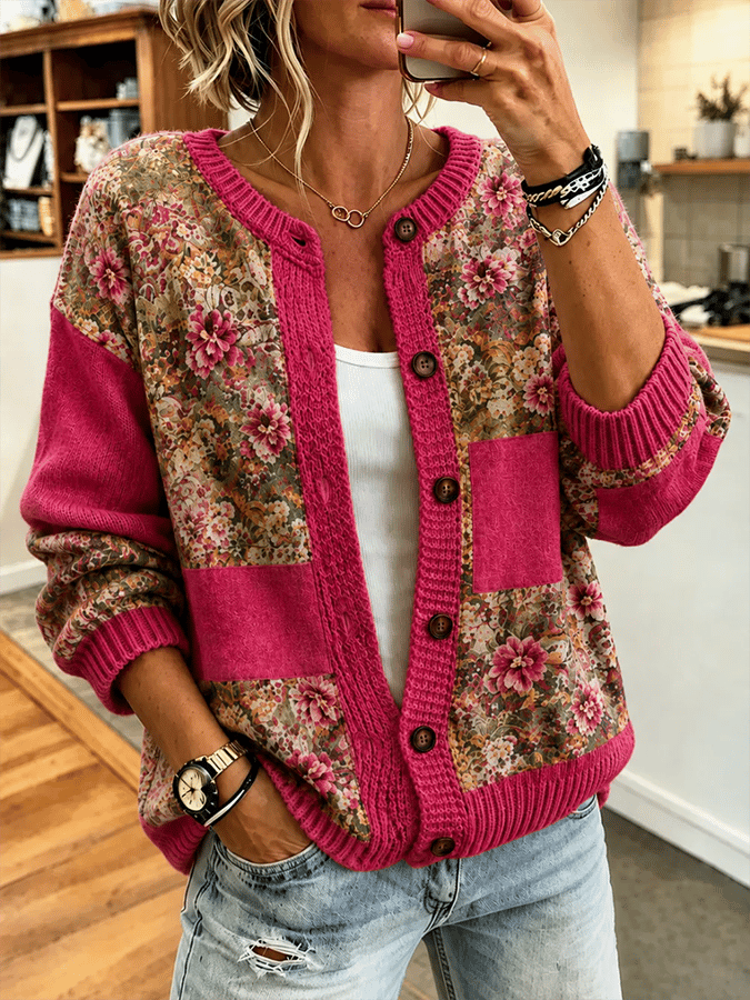 Women'S Casual Maple Leaf Knit Cardigan