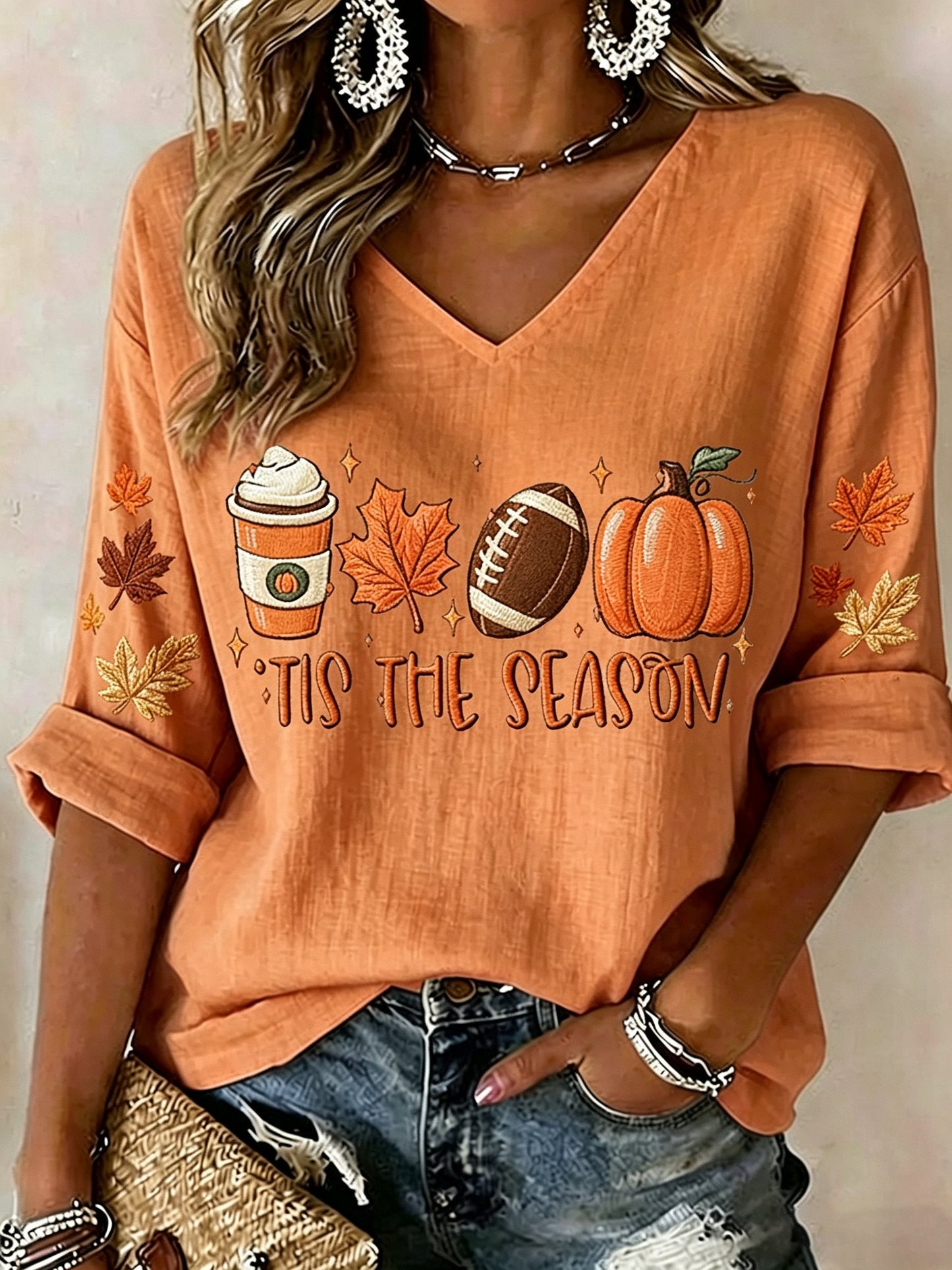 Women's Retro Tis The Season Print Comfortable T-Shirt