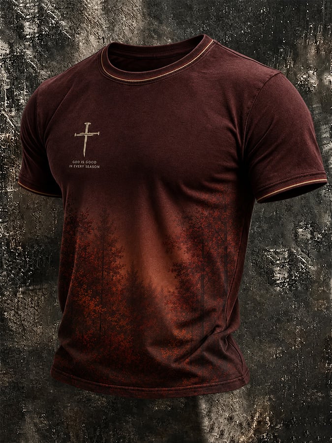 Men's Vintage Autumn "Faith" Print T-Shirt