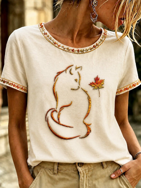Women's Fall Funny Casual Graphic Print T-Shirt