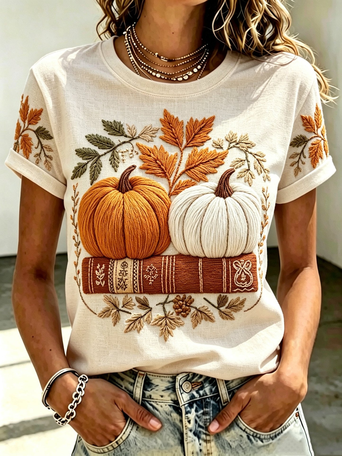 Women's Autumn Casual Printed Crew-Neck Top