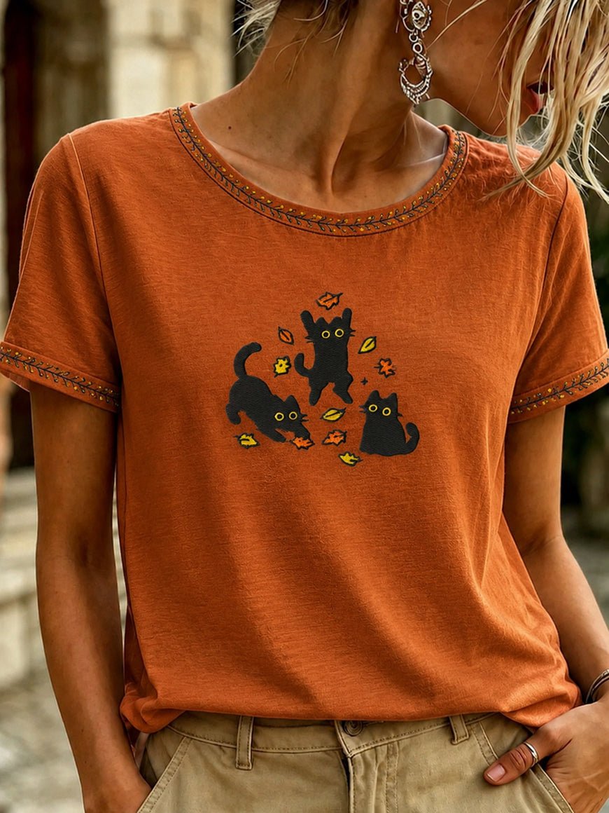Women's Fall Funny Casual Graphic Print T-Shirt