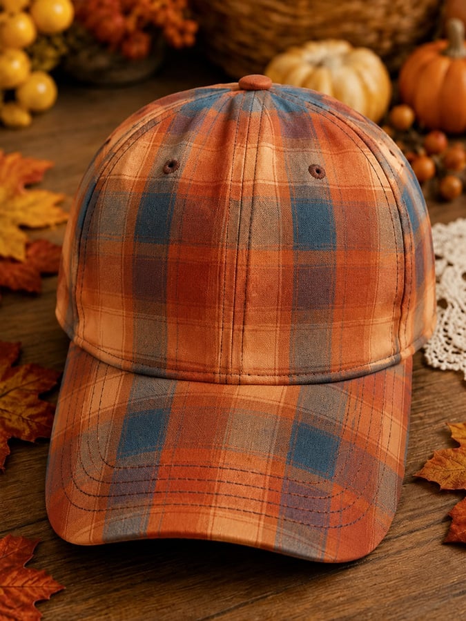 Unisex Autumn Plaid Print Hat