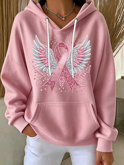 Women'S Casual Pink Artistic Faith Hoodie