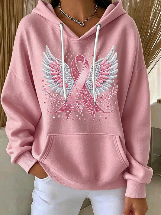 Women'S Casual Pink Artistic Faith Hoodie