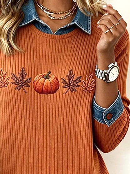 Women'S Casual Pumpkin Print Autumn Top
