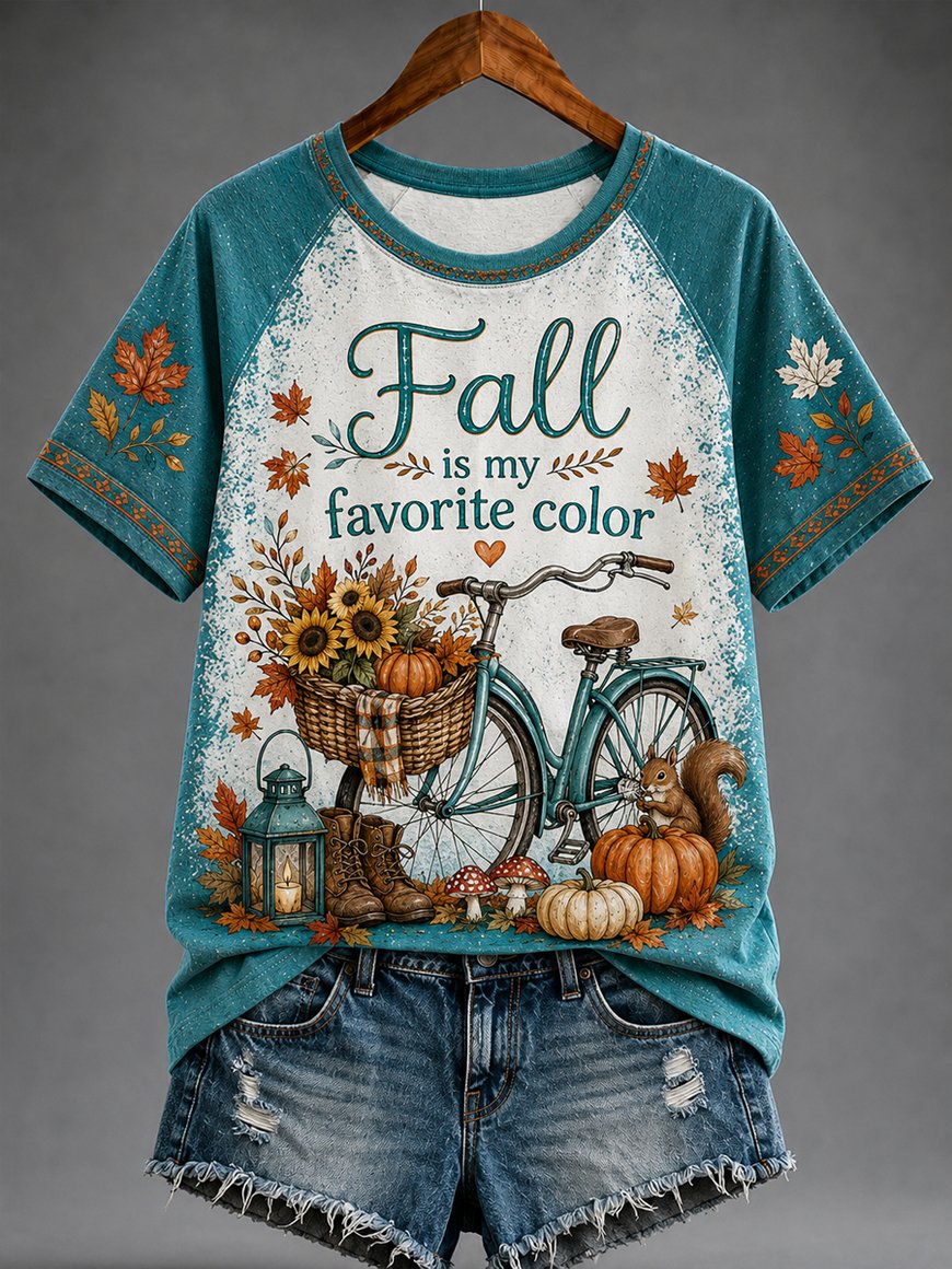 Women's Fall Funny Casual Graphic Print T-Shirt