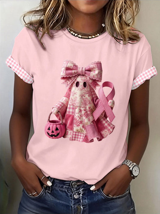 Women'S Retro Pink Art Printed T-Shirt