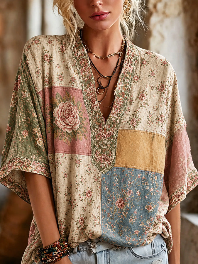 Women's Vintage Casual Floral Top