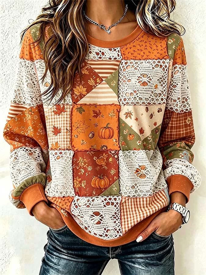 Women'S Casual Pumpkin Autumn Print Sweatshirt