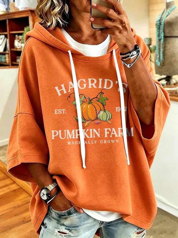 Women's Vintage Pumpkin Print Hoodie