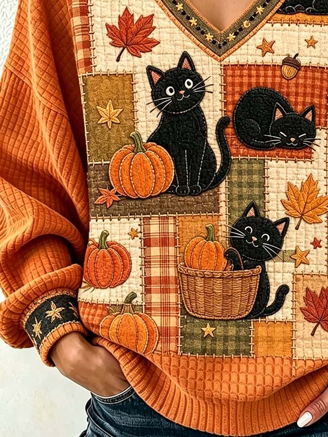 Women'S Casual Pumpkin Print Autumn Top