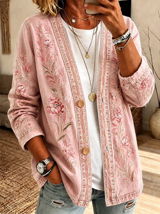 Women'S Casual Pink gradient Cardigan Top