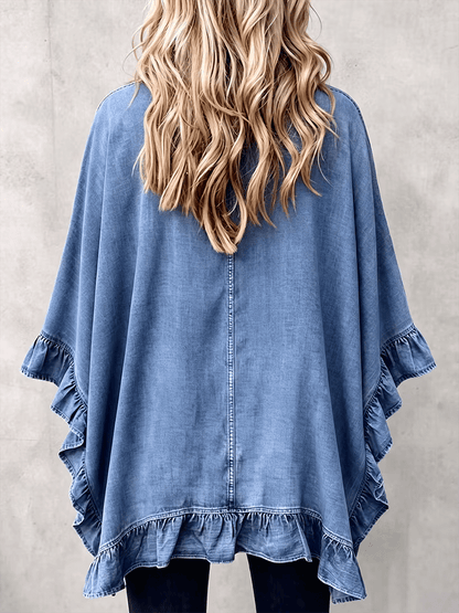 Women'S Casual Ruffled Denim Jacket