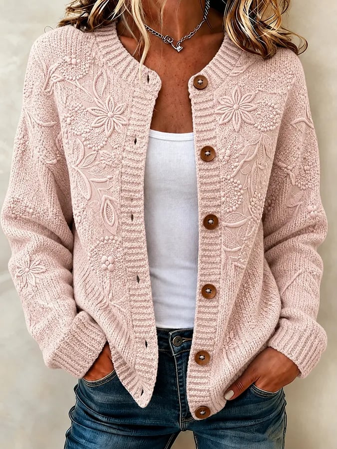 Women'S Casual Maple Leaf Knit Cardigan